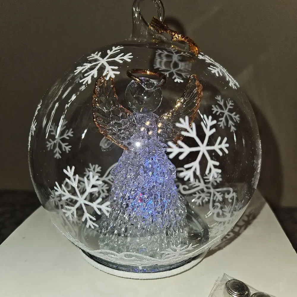 Vintage Soreele LED Lighted Glass Angel with Star Globe